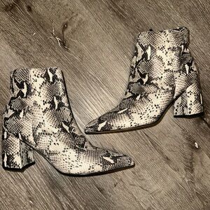 Sam Edelman Black and White Ankle Booties with Pointed Toe